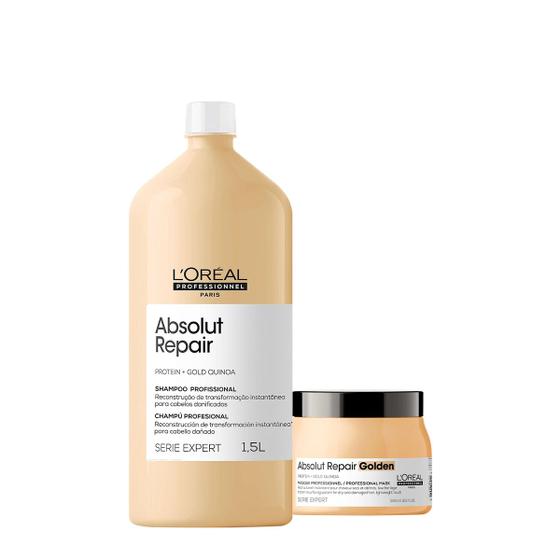 Repare Gold Kit L'Oréal Professionnel Absolut Repair Gold Shampoo Máscara (2 ...