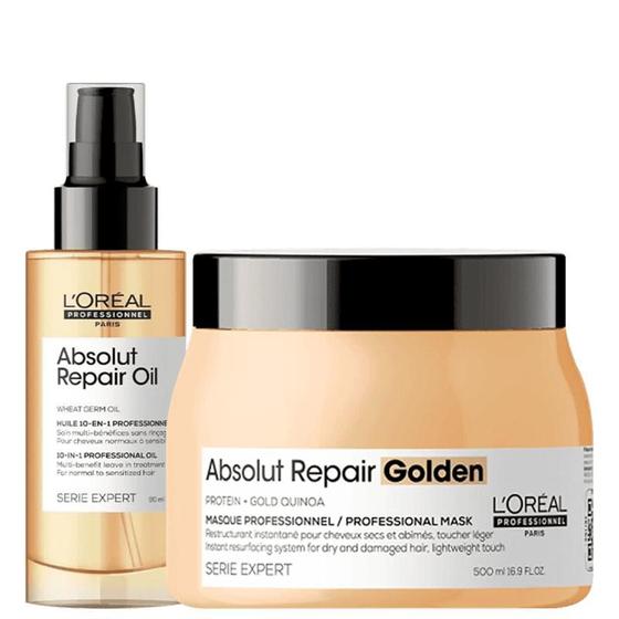 Imagem de Kit L'Oréal Professionnel Absolut Repair Golden Salon Máscara Capilar + Óleo Reparador (2 Produtos)