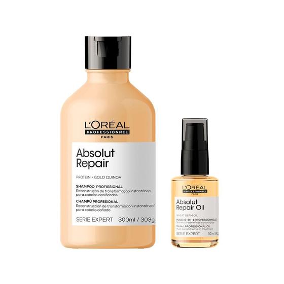 Imagem de Kit L'oréal Professionnel Serie Expert Absolut Repair Gold Quinoa - Shampoo 300ml + Óleo Capilar 30ml