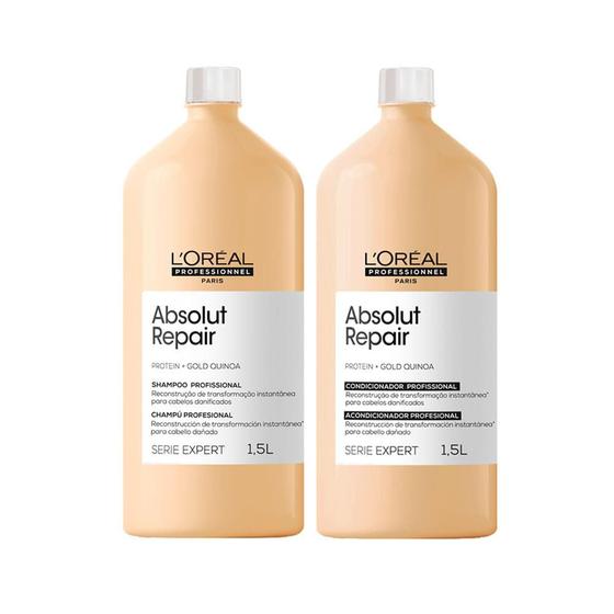 Imagem de Kit L'Oréal Professionnel Serie Expert Absolut Repair Gold Quinoa  Shampoo e Condicionador 1500 ml