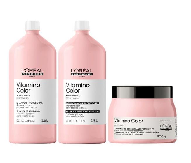 Imagem de Kit L'Oréal Vitamino Color - Shampoo, Condicionador e Máscara Grande