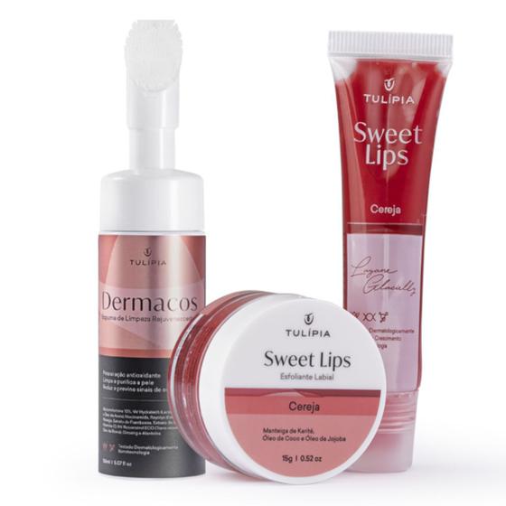 Imagem de Kit Labial Hidragloss Espuma Esfoliante Gloss Tulípia Cereja