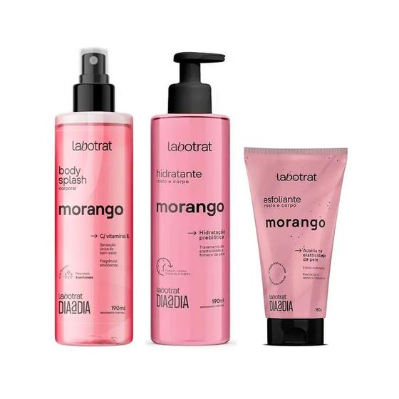 Imagem de Kit Labrotrat Esfoliante 150g+Hidratante 190ml+Body Splash 190ml Morango