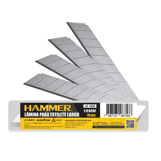 Imagem de Kit Lamina 18Mm Hammer Estilete Largo 10 Peças