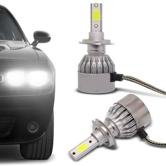 Imagem de Kit Lâmpada C6 Super LED 2D Headlight H7 6000K 12V 24V 4800LM Efeito Xênon Carro Caminhão