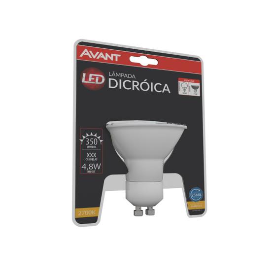 Imagem de kit Lâmpada Dicroica Led 4,8w Gu10 MR16 Luz Quente Bivolt