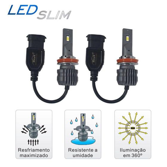 Imagem de Kit Lâmpada H11 Super Led Slim Duplo Csp 6000K 11000 Lúmens Rayx