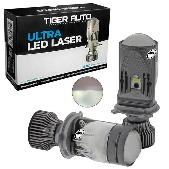 Imagem de Kit Lâmpada H4 Ultra Led Laser Mini Projetor Canhão Super