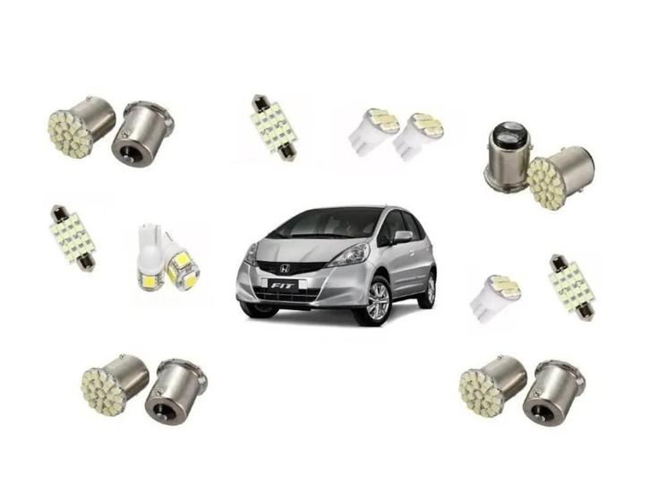 Imagem de Kit Lâmpada Led Farolete Placa Teto Honda Fit 2004 A 2014