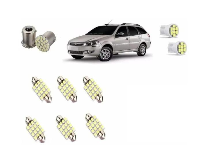 Imagem de Kit Lâmpada Led Fiat Palio Weekend G4 Pingo Ré Placa Teto