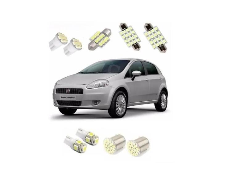 Imagem de Kit Lampada Led Fiat Punto Teto Placa Ré Farol Tipo Xenon