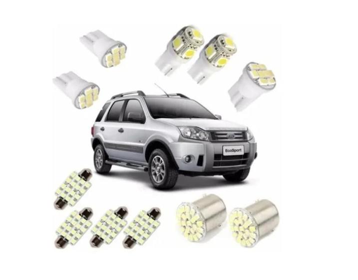 Imagem de Kit Lâmpada Led Ford Ecosport Pingo Teto Placa Ré Torpedo