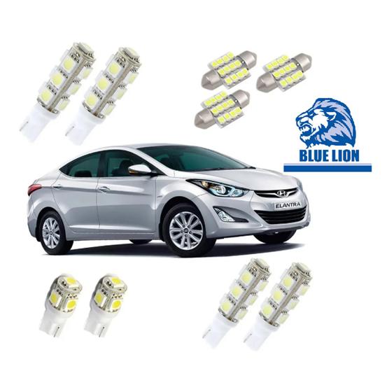 Kit Lâmpada Led Hyundai Elantra Teto Placa Ré Torpedo Blue lion