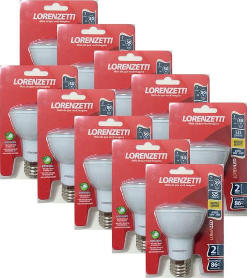 Imagem de Kit Lâmpada Led Lorenzetti Par 20 7W 2700K - 10 Peças