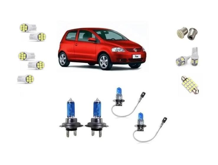 Imagem de Kit Lâmpada Leds + Farol Fox 2006 2007 2008 Farol Simples