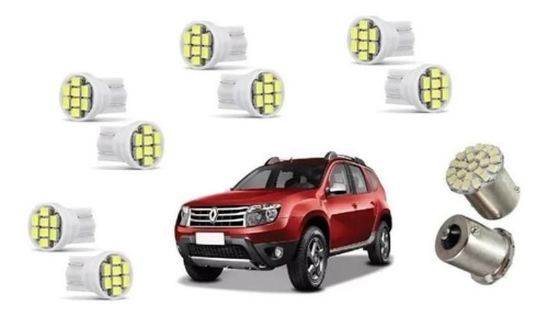 Imagem de Kit Lampada Leds Renault Duster Teto Placa Ré Farolete Pingo