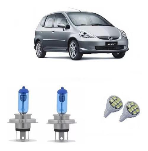 Imagem de Kit Lampada Super Branca Farol + Led Honda Fit 04/15