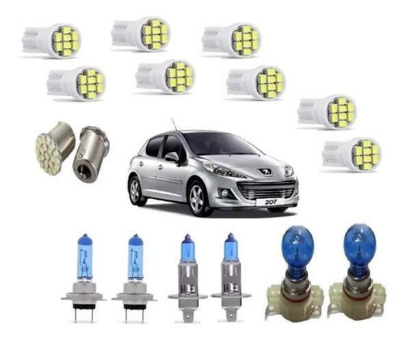 Imagem de Kit Lampada Super Branca Farol/Milha Leds Peugeot 207 8500K