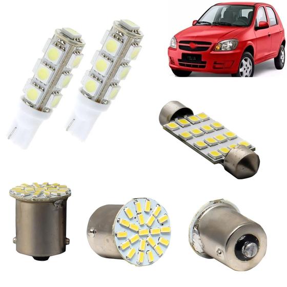 Imagem de Kit Lâmpada Super Branca Led Fiat Uno Mille Way Fire T10