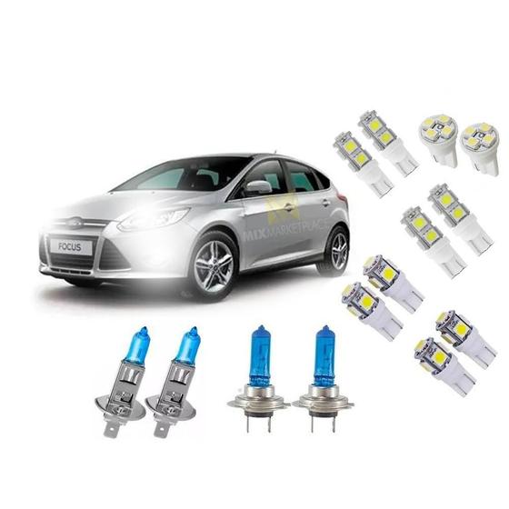 Kit Lampada Super Branca + Led Ford Focus 2014 Á 2017 Menor preço em Kit Lampada Super Branca + Led Ford Focus 2014 Á 2017
