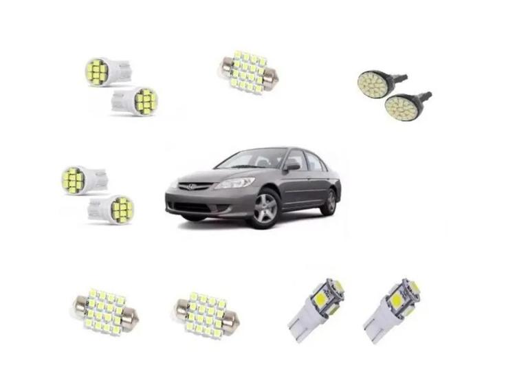 Kit Lâmpada Super Branca Led Honda Civic 2004 2005 2006 Blue Lion