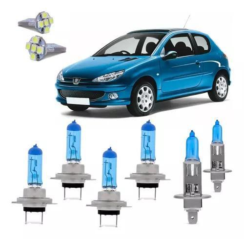 Imagem de Kit Lampada Super Branca Peugeot 206 Farol Alto Baixo Milha