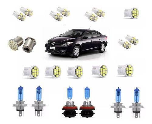 Imagem de Kit Lampada Super Branca Renault Fluence Farol + Milha + Led