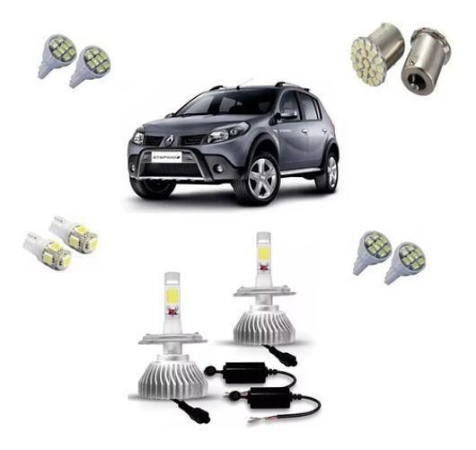 Imagem de Kit Lampada Super Led Alto Baixo Sandero Stepway 2011 A 2014