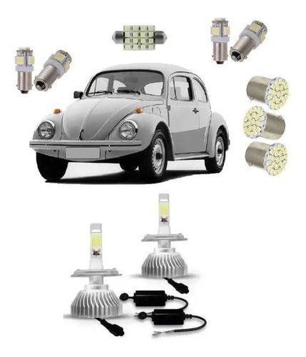 Imagem de Kit Lampada Super Led H4 Alto Baixo + Led Vw Fusca 1974/1994