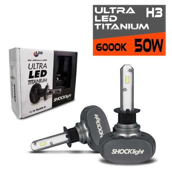Imagem de Kit Lampada Ultra Led 6000k Titanium Shocklight H3 10000 Lumens 