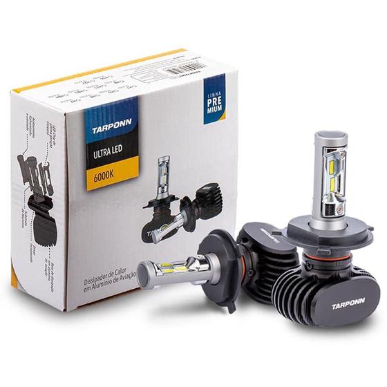 Imagem de Kit Lampada Ultra Led Premium Cor: Branca 6000k Tarponn H4 8000Lm 40W IP67 Efeito Xênon Fácil instalação Super Compacto Tarponn