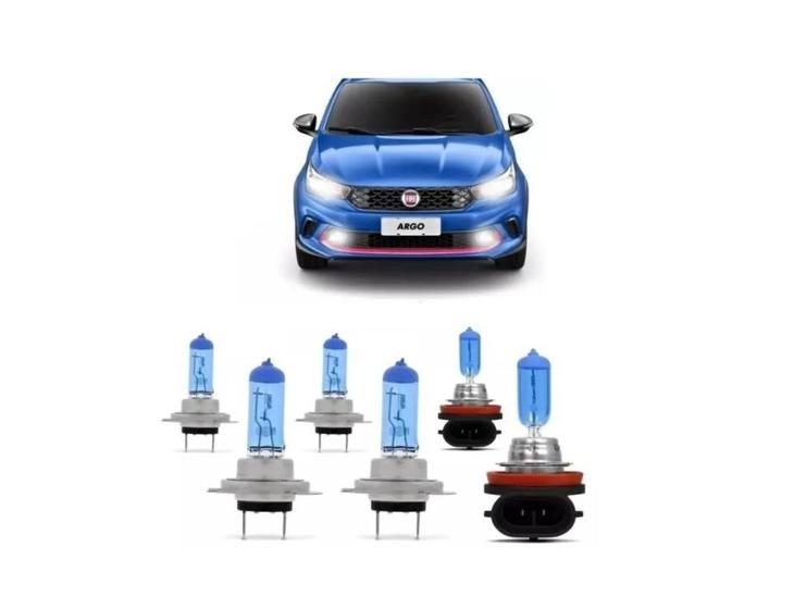 Imagem de Kit Lampadas Fiat Argo 2017 2018 Super Brancas Farol E Milha