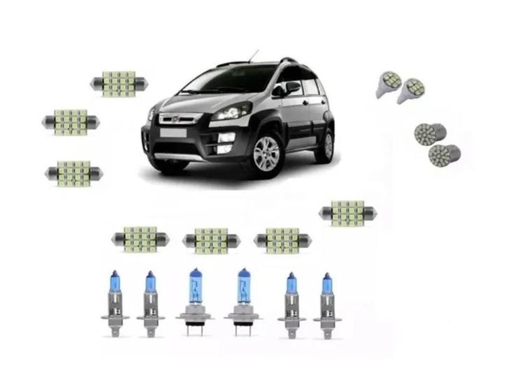 Imagem de Kit Lâmpadas Fiat Idea 2006/2010 Super Brancas 8500K + Leds