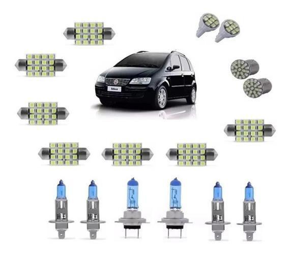 Imagem de Kit Lâmpadas Fiat Idea 2006/2010 Super Brancas 8500K + Leds