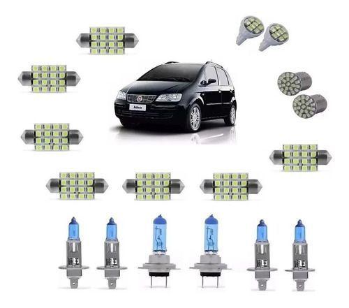 Imagem de Kit Lâmpadas Fiat Idea 2006/2010 Super Brancas 8500k + Leds