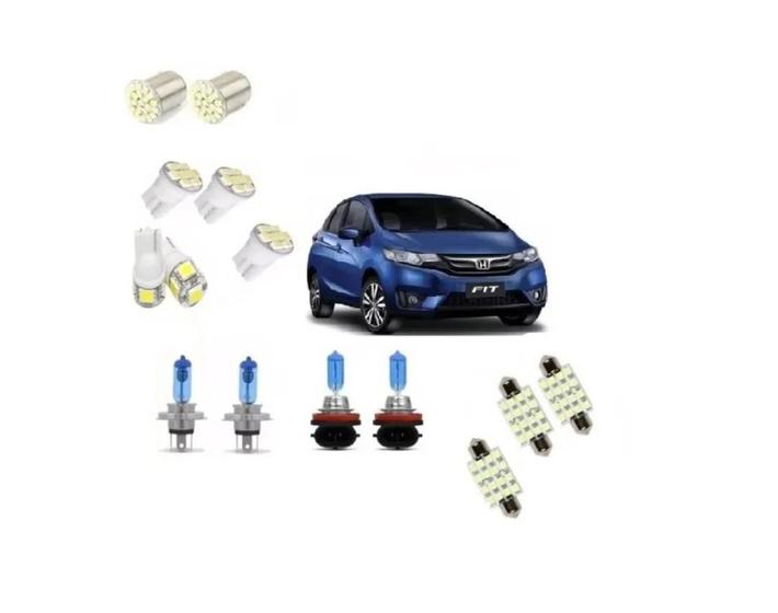 Imagem de Kit Lâmpadas Honda Fit 04/17 Super Branca + Led Farol/Milha