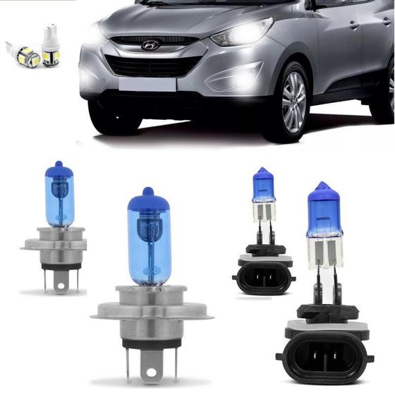Kit Lampadas Hyundai Ix35 2009 2010 2011 2012 Super Brancas Farol H4 60 ...