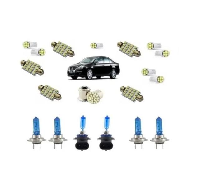 Imagem de Kit Lâmpadas Jetta 2007-10 LED + Brancas Faróis 55W