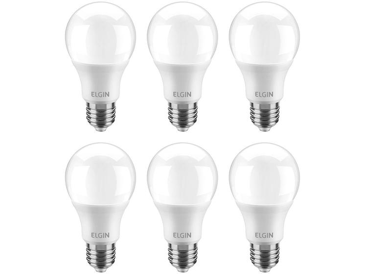 Kit Lâmpadas LED 6 Unidades Branca E27 4,9W – 6500K Elgin Bulbo A55