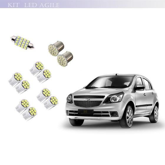 Imagem de Kit Lampadas Led Agile Teto Farolete Ré Placa Meia Luz