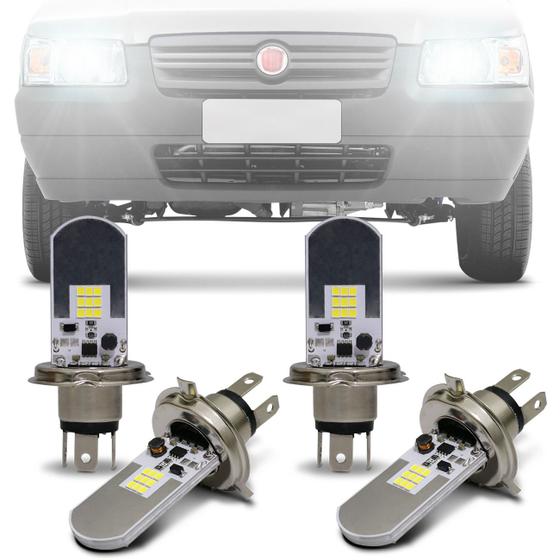 Imagem de Kit Lâmpadas LED Autopoli Fiat Uno 2011 A 2014 H4 6500K Efeito Xênon Farol Alto e Baixo