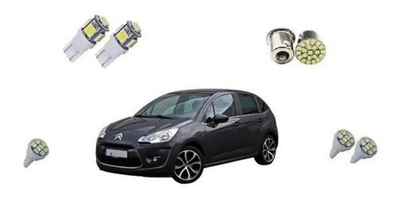 Imagem de Kit Lampadas Led C3 2009/2012 + Teto Placa Ré Farolete Pingo