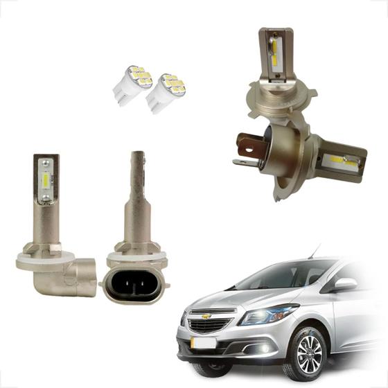 Imagem de Kit Lâmpadas Led Code Nano Micro 8000k Farol Alto Baixo Milha Onix 2012 2013 2014 2015 2016 até 2024
