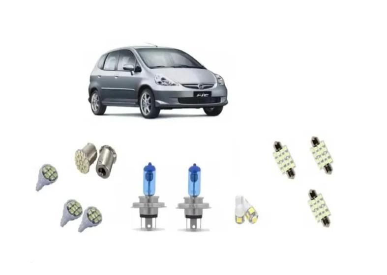 Imagem de Kit Lâmpadas Led E Farol Super Branca Honda Fit 2004 A 2015