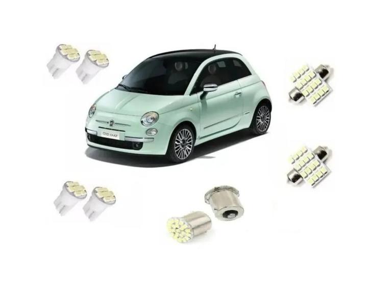 Imagem de Kit Lampadas Led Fiat 500 Teto Farolete Placa Ré