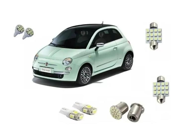 Imagem de Kit Lâmpadas Led Fiat 500 Teto Farolete Placa Ré