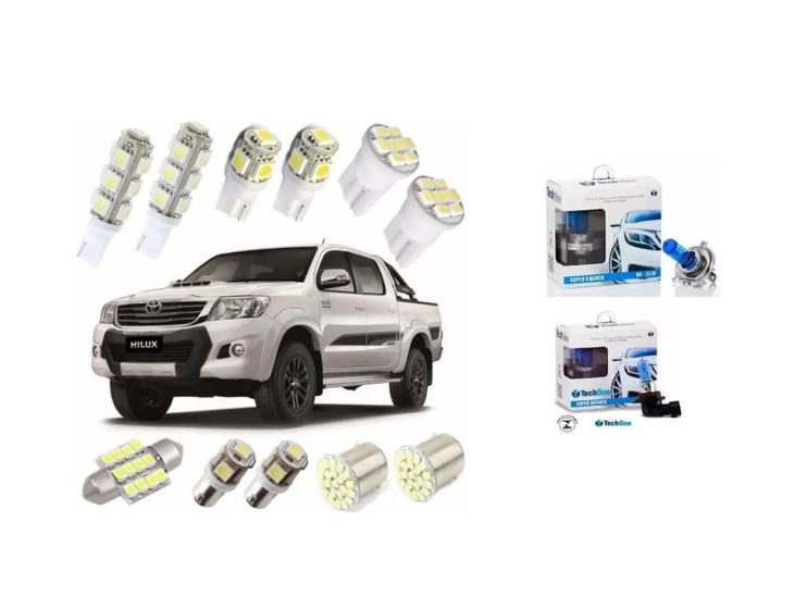 Imagem de Kit Lâmpadas Led Luz Branca Hilux Pingo Teto Placa Ré Farol