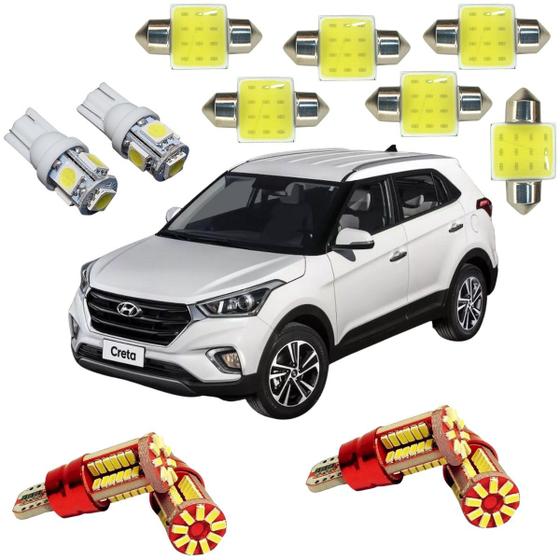 Imagem de Kit Lâmpadas Led Luz Super Branca Teto Placa Ré Pingão T10 57 Leds Torpedo Cob 31mm Porta Malas Hyundai Creta