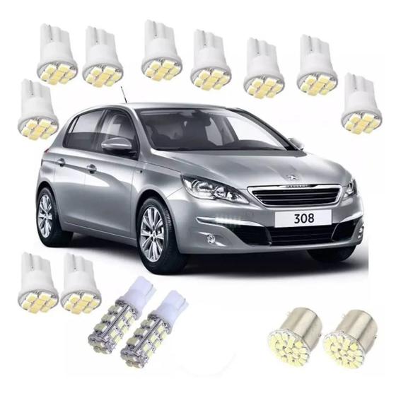 Imagem de Kit Lampadas Led Para Peugeot 308 Lanterna Teto Placa Ré