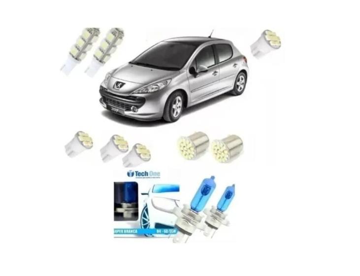 Imagem de Kit Lampadas Led Peugeot 206 207 + Super Brancas Techone